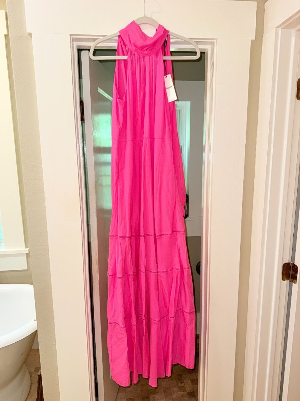 ME+EM Ultra Pink Cotton Voile Halterneck Maxi Dress NWT Size US 6